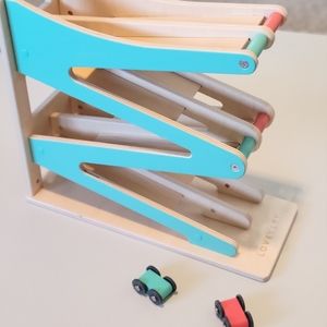 Lovevery Wooden Race and Chase Ramp & Cars